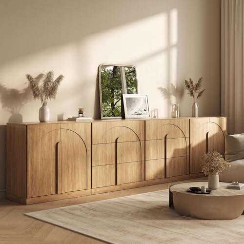 BELLEZE Bijou 4-Piece Modular Sideboard Buffet Cabinet - Camel - color: Bijou Camel Bbcc