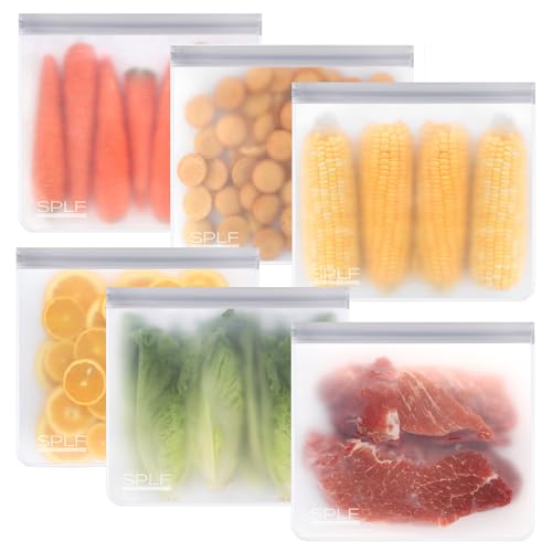 SPLF 6 Pack Reusable Gallon Freezer Bags Dishwasher Safe, Gray - color: Gray, size: 6 Pack-6 Gallon
