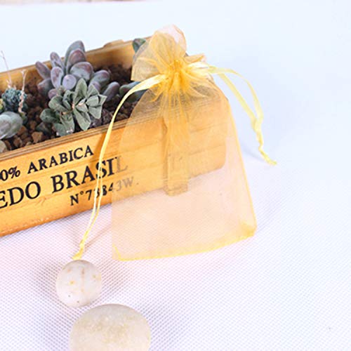 100pcs 5x7 inch Gifts Wrap Bags Gold, Organza Sheer Fabric Bulk, Drawstring - color: Gold