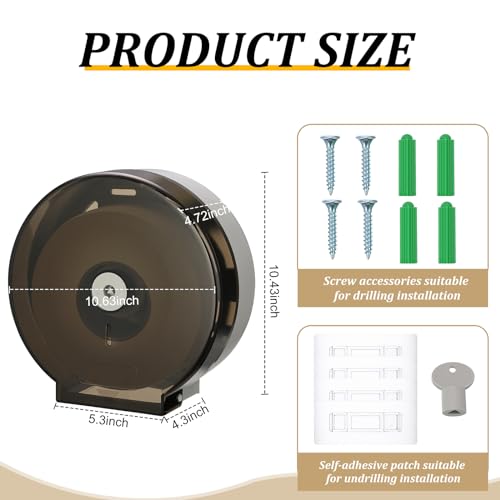 Layhit 6 Pack Toilet Paper Holder Wall Mount, Toilet Paper Towel Dispenser, Commercial 9" Jumbo Plastic Tissue Dispenser with Key Wall Lock for Bathroom, Office, Restaurants