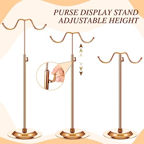 Weysat 4 Pcs Purse Display Stand Adjustable Metal Handbag Holder, Rose Gold - color: Rose Gold