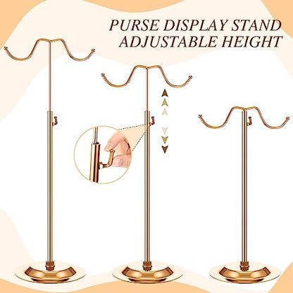 Weysat 4 Pcs Purse Display Stand Adjustable Metal Handbag Holder, Rose Gold - color: Rose Gold