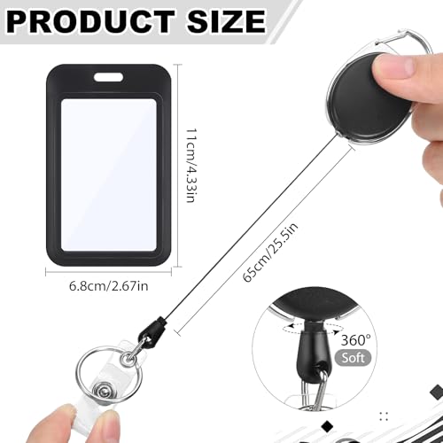 5 Pack Retractable Badge Holders with Double-Sided Windows Id Card Holders - style: 5 Set Double-Sided Windows