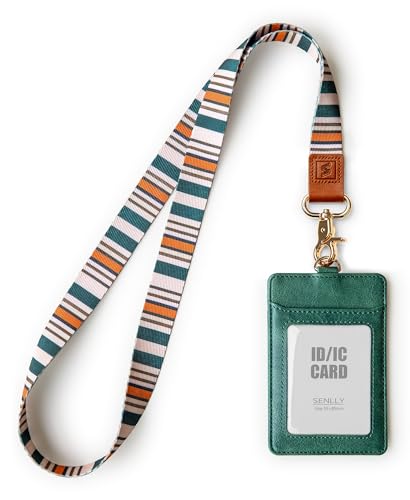 ID Badge Holder Gift with Cute Neck Lanyard Strap, 2 Card Slots and 1 Clear ID Window, for Women and Men - color: N024