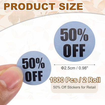 PATIKIL 1000Pcs 50% Price Stickers Markets Fairs Retail Stores Supermarkets