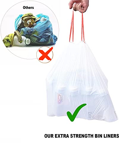 BEIDOU-PAC Trash Bags 2.6 Gallon Drawstring, 100 Count, Multifold Roll Garbage Bags, Small Kitchen Trash Bags, Odorless & Extra Thick White Plastic Food Scrap Bag for Home Office Bathroom Kitchen Bins - style: 2.6 Gallon |100 Count