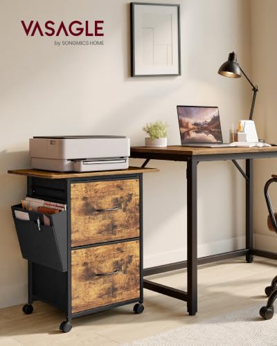 VASAGLE 2-Drawer File Cabinet, Mobile Printer Stand with Storage - color: Brown, size: 2 Drawers