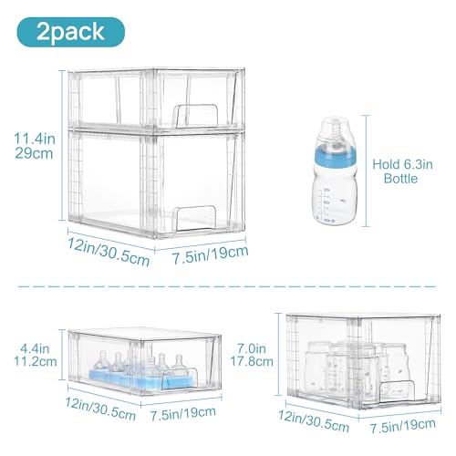 Vtopmart Clear Stackable Storage Drawers, 4 Pack Kitchen Cabinet Set - style: 2 Medium+2 Small