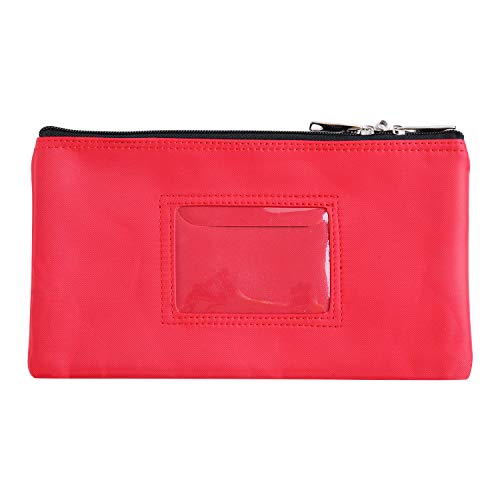 Lockable Bank Deposit Bag with Upgraded Zipper, Multi-Purpose Storage Zipper Pouch (Red)