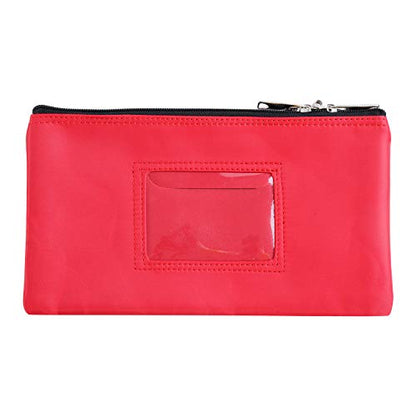 Lockable Bank Deposit Bag with Upgraded Zipper, Multi-Purpose Storage Zipper Pouch (Red)