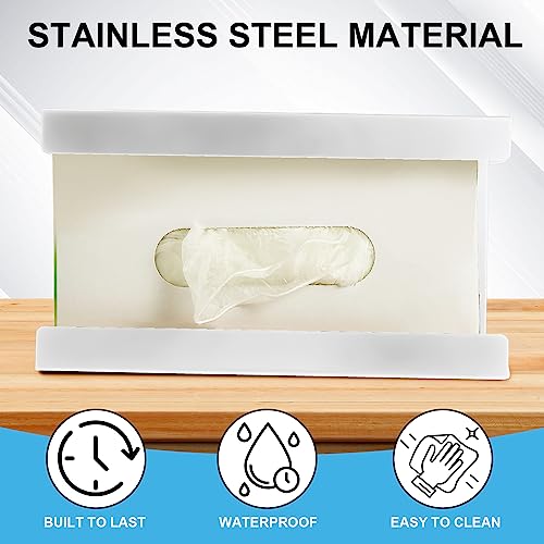 Lounsweer 2 Pcs Magnetic Glove Box Holder Wall Mount Dispenser, White - color: White