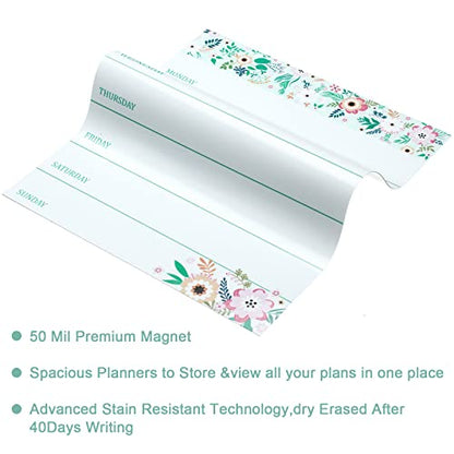 Outus 2 Pieces Magnetic Weekly Dry Erase Boards Erasable, Flower Style - style: Flower Style