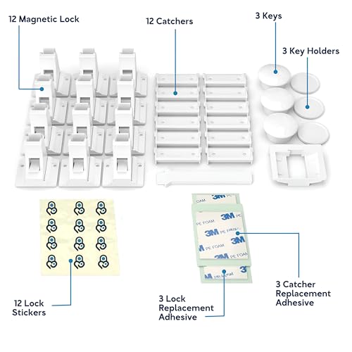 Baby Proof Me Baby Proofing Magnetic Child Safety Cabinet Locks, 12-Pack - size: 12 Locks + 3 Keys