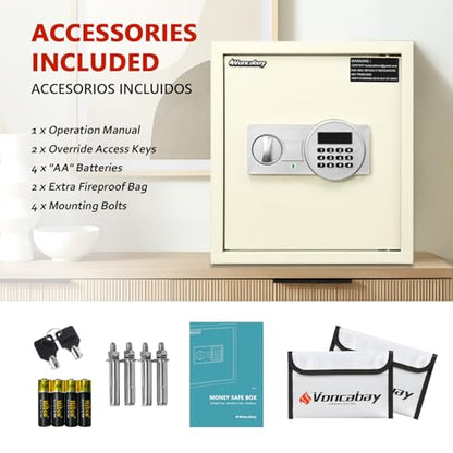 Voncabay Money Safe Box for Home with Digital Keypad, 1.5 Cu. Ft., White - color: White, size: 1.5 Cubic Feet