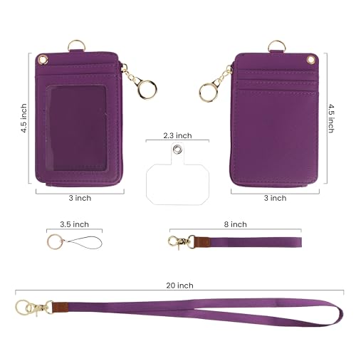 MONDO DESIGNS 2-in-1 ID Badge Holder Lanyard Wallet - Deep Purple - color: Deep Purple