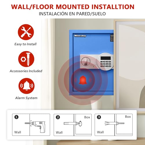 Voncabay Money Safe Box for Home with Digital Keypad, 1.5 Cu. Ft., Blue - color: Blue, size: 1.5 Cubic Feet