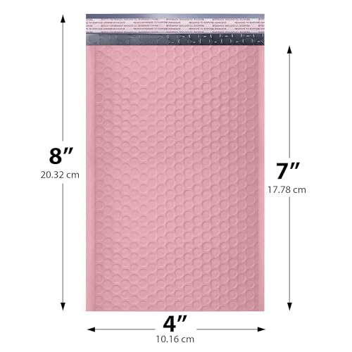 Light Pink Bubble Mailers 4x8, Poly Padded Envelopes #000, 500 Pack - color: Light Pink, size: 4"x8" / 500 Pack