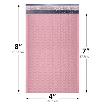Light Pink Bubble Mailers 4x8, Poly Padded Envelopes #000, 500 Pack - color: Light Pink, size: 4"x8" / 500 Pack