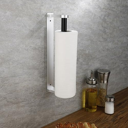 pu&lizfii Adhesive Or Drilling Silver Kitchen Paper Towel Holder Under Cabinet,Horizontal & Vertical,Wall Mount Paper Towel Holder Under Counter (Silver,12in) - color: Silver