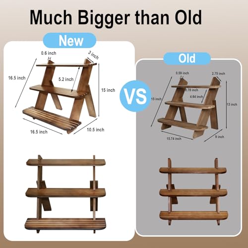 Wooden Display Stand, Tiered Cupcake Stand, 3 Tier Display Stand Riser - color: B-Walnut-L