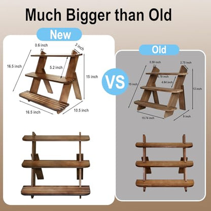 Wooden Display Stand, Tiered Cupcake Stand, 3 Tier Display Stand Riser - color: B-Walnut-L