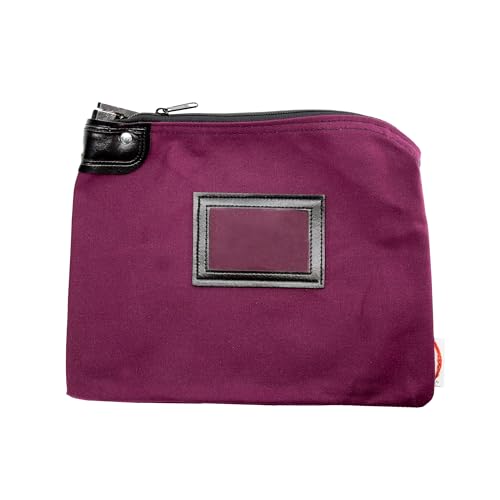 Locking Canvas Cash Bag, Burgundy, 9 x 12 Inch - color: Burgundy