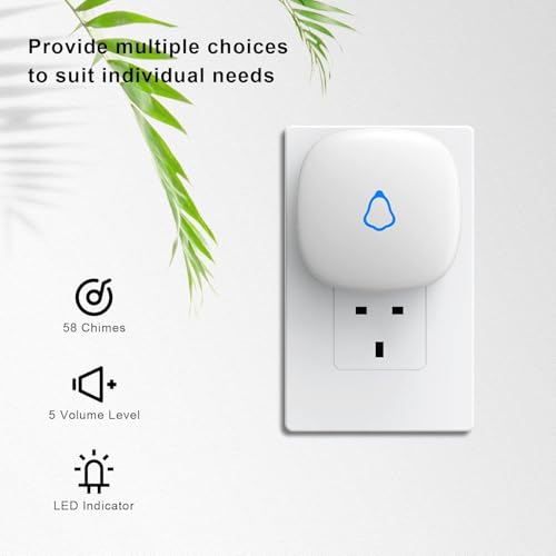 METAK Door Chime, Wireless Door Open Contact Sensor Alarm with 500 FT Range, 58 Chimes and 5 Volume Levels for Business/Store/Home/Office When Entering, 1 Transmitter + 1 Plug-in Receiver - size: 1 Sensor + 1 Receiver