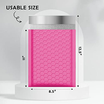 Yens Bulk Hot Pink Poly Bubble Mailers 8.5x12 200 Pack Usable 8.5x11 - color: Hot Pink, size: 8.5" x 12"