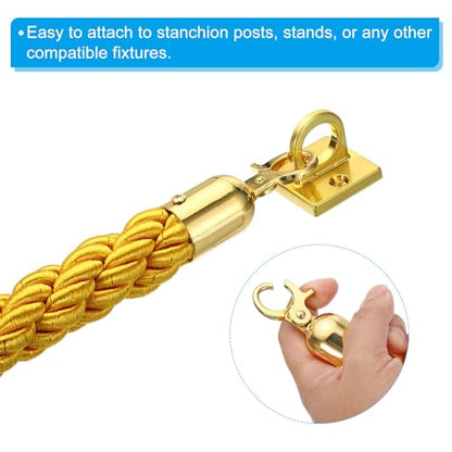 PATIKIL Stanchion Rope 1.5m/5Ft Barrier Yellow Golden 2 Pack - color: Yellow/Golden