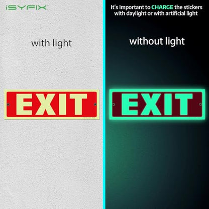 iSYFIX Exit Glow in the Dark Sign, 2 Pack, 12x4 Inch - color: Plastic Glow, size: 2 Pk 12x4