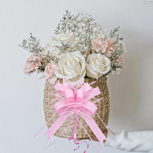 WEWILUCK Large Pink Pull Bows for Gift Wrapping, 8 Inch, 10 Pack, Baskets - color: Matte-Pink, size: 8 Inch - 10 Pack