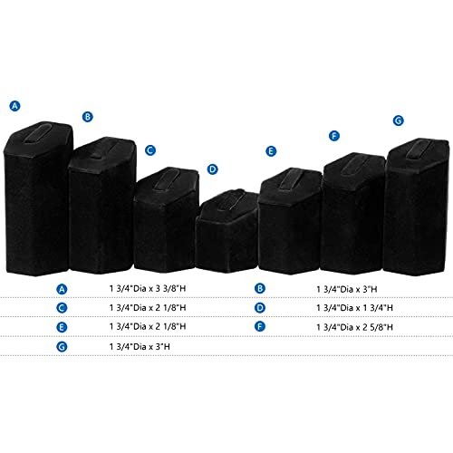 MOOCA 7-Piece Ring Stand Holder Jewelry Display, Black Velvet - color: Black Velvet