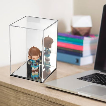 Clear Acrylic Display Case with Mirrored Back and Base, 4x4x6Inch - size: 4x4x6Inch