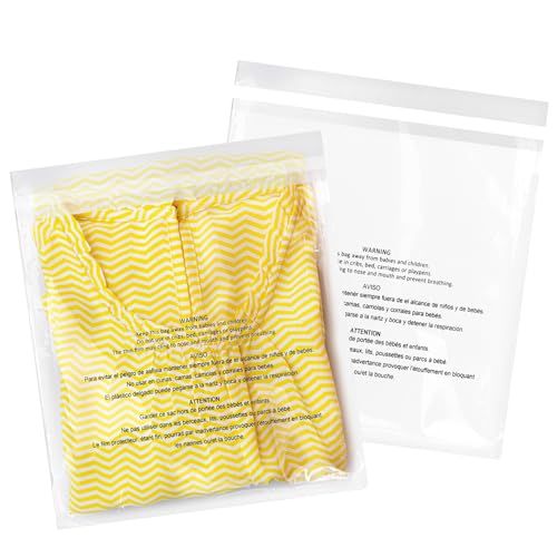 iMailer - 200 Pcs 11" x 14" Clear Poly Bags with Suffocation Warning Self Seal 1.6 Mil for Shipping, Packaging, T-Shirt - Permanent Adhesive - size: 11" x 14", style: Permanent Glue