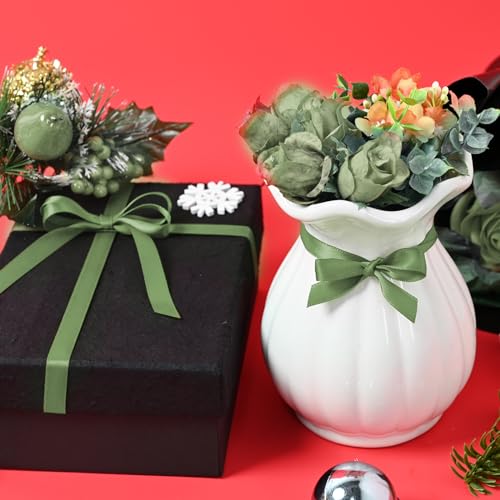 Moss Satin Ribbon 3/8 Inch 100 Yards Double Faced Satin Ribbons for Gift Wrapping Crafts Weddings Invitations Flower Bouquet Bow Sewing - color: Moss, size: 3/8Inch;100Yards