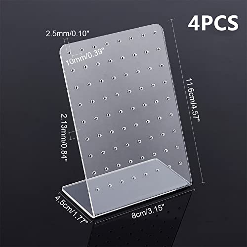 PH PandaHall 4 Pack 72 Holes Acrylic Earring Holder Organizer Ear Studs Jewelry Storage Display Rack Showcase Earrings Display Stand Earring Storage for Selling Retail Marketing Personal 3x2x4.5inch