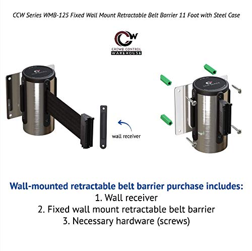 Crowd Control Warehouse Fixed Wall Mount Retractable Belt Barrier, 11 Ft - color: Green, size: Solid Color