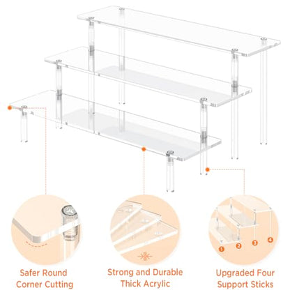 3 Tier Acrylic Display Risers, Large Perfume Organizer Stand (2 Pack)