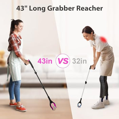 43" Foldable Grabber Reacher Pickup Tool for Seniors, Pink - size: 43-Inch