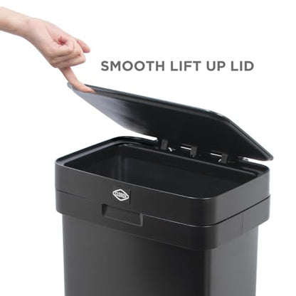 Clorox 13 Gallon Trash Can - 50L Kitchen Trash Can with Wide Step Pedal - Rectangular Black Stainless Garbage Bin with Hinged Rim and Odor Protection - color: Black Step