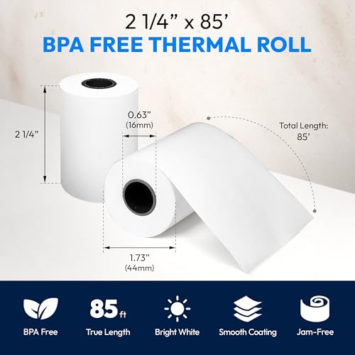 2 1/4" x 85' BPA Free Thermal Paper, Register Tape (50 Rolls) - size: 2 1/4" x 85' (50Rolls)