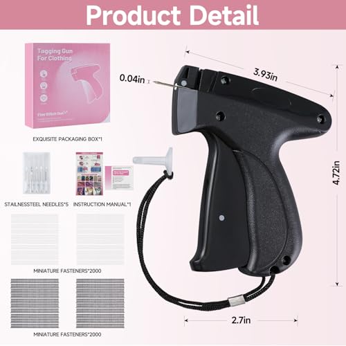 Black Quick Stitch Sewing Gun - Includes 6 Mini Needles and 4000pcs Fasteners (2000 Black & 2000 White) Clothing Stitch Gun Quick Stitchy Sewing Kit - color: Black