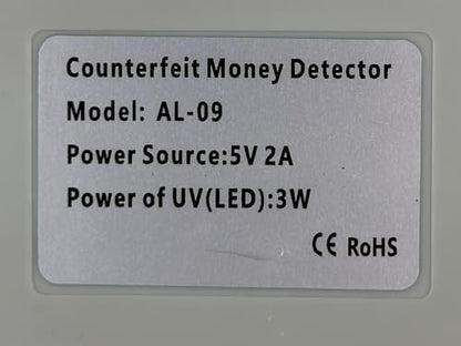 AL-09 LED Counterfeit Money Detector Machine with UV - Universal Currency Banknote Credit Card Validator