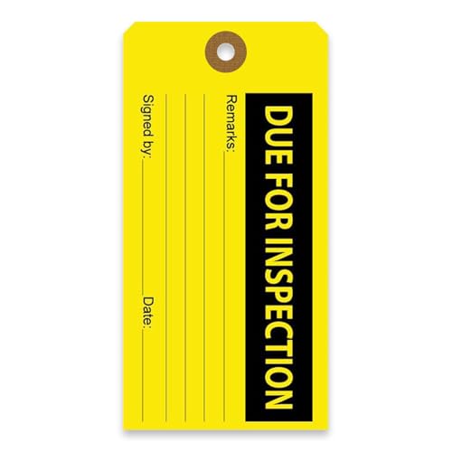 Tags 4 Less Production Quality Control Hang Tags – Equipment Preventative Maintenance Labels, for Easy Record-Keeping for Inventory Status (Due for Inspection, Pack of 100) - color: Due for Inspection