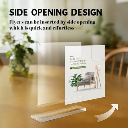 YUNCHUN 6 Packs Acrylic Sign Holder 5 x 7 Standing, L-Shape Magnetic 5 x 7 Clear Menu Holder, Table Display Stand of Slant Back & Acrylic Frame for Store, Wedding, Restaurant, Hotel, Office Use - style: 6 PCS (5 x 7 Inches)