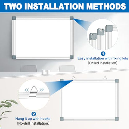 Magnetic White Board Dry Erase Board for Wall 24" x18 (2pcs) Aluminum Frame Magnet White Board for Home, School, Office, Kitchen - size: 24"x18"(2pcs)