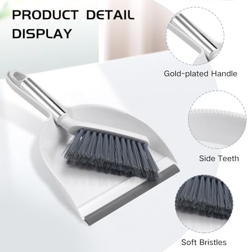 NACENA Mini Broom and Dustpan Set, Small Dust Pan and Brush Set, White&Gray - color: Grey & White, size: 1 Pack