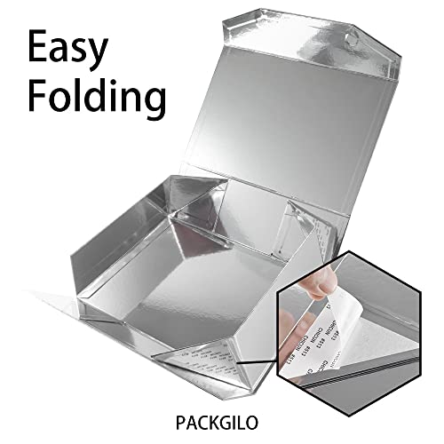 Silver Large Magnetic Gift Box with Lid 13X9X4 In 1 Pack - color: 13X9X4Inch-GlossySilver-Pack of 1