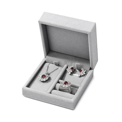 Velvet Jewelry Set Box, Gray Velvet Necklace Earring Ring Organizer - color: Grey
