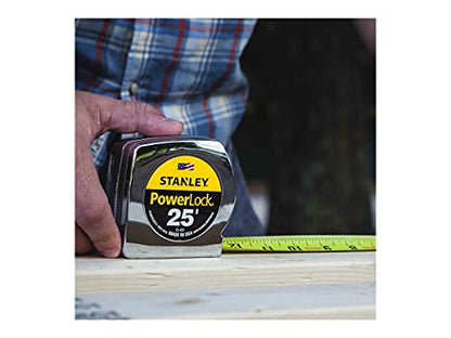 Stanley 33425 Powerlock II Power Return Rule, 1-Inch x 25ft, Chrome ABS/Yellow